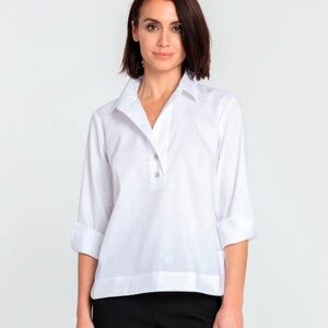 Hinson Wu Aileen 3/4 Sleeve Popover Blouse White Size XL